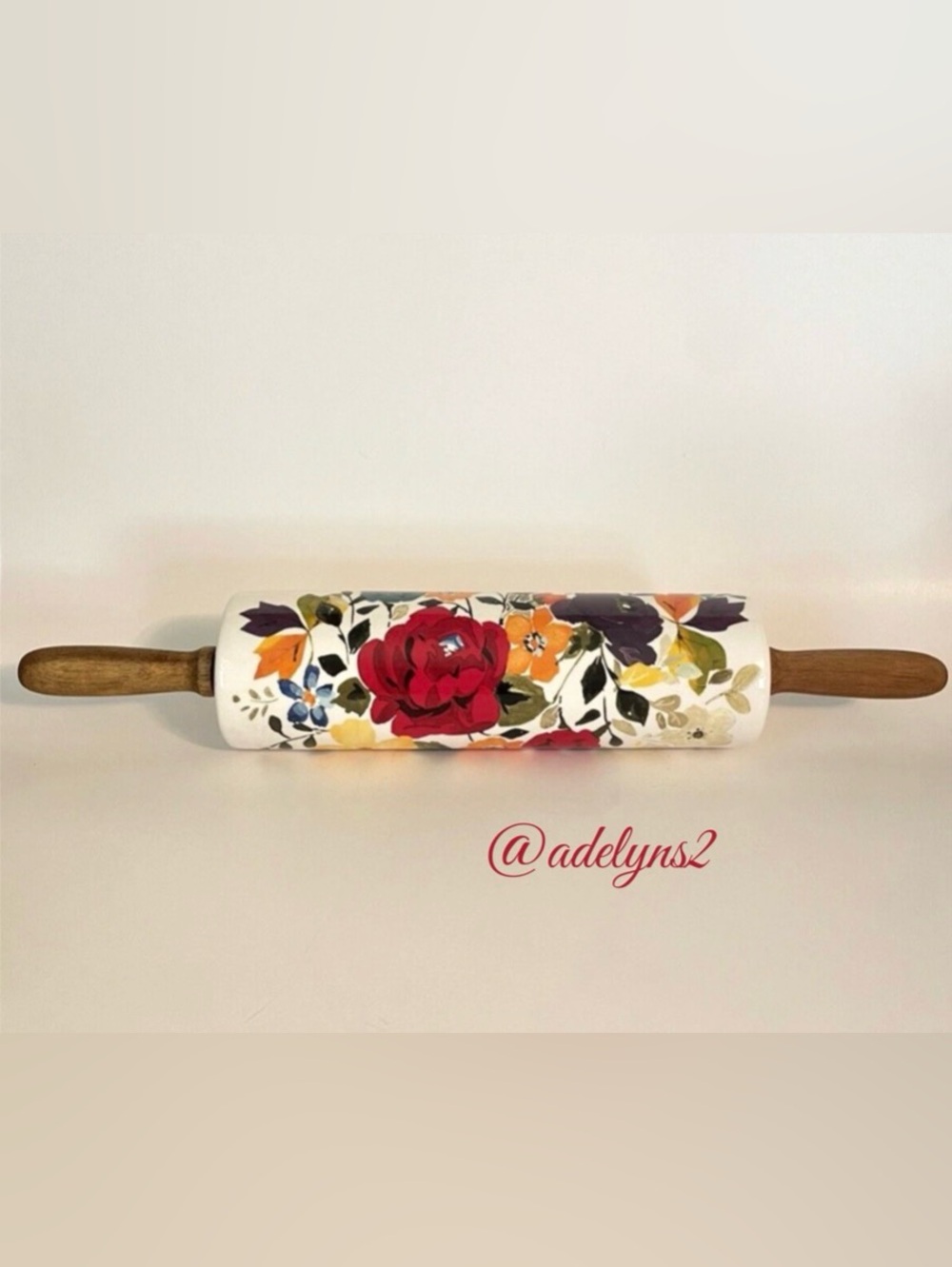 Last One! 🌺 Like New Pioneer Woman Timeless Floral Fall Ceramic Rolling Pin